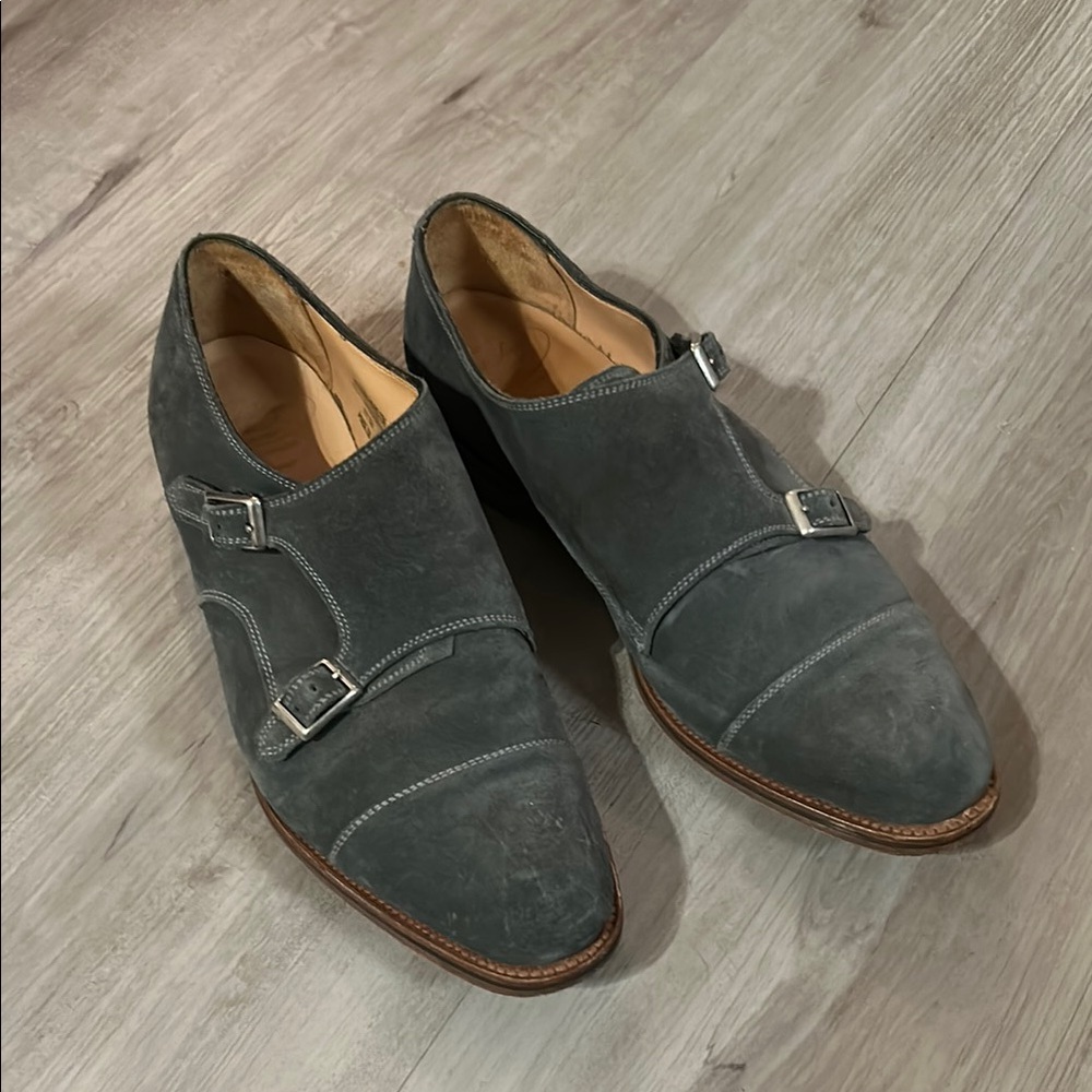 Men's Gray Double Monk Strap Shoes Alfred Sargent for J Crew